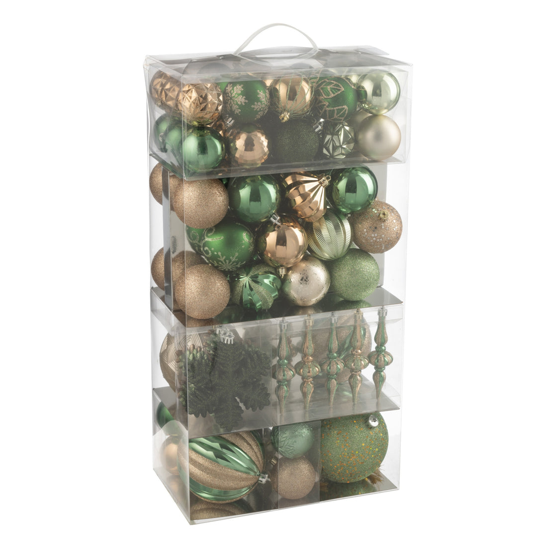 Caja de 80 bolas de Navidad de plástico verde menta/crudo J-Line