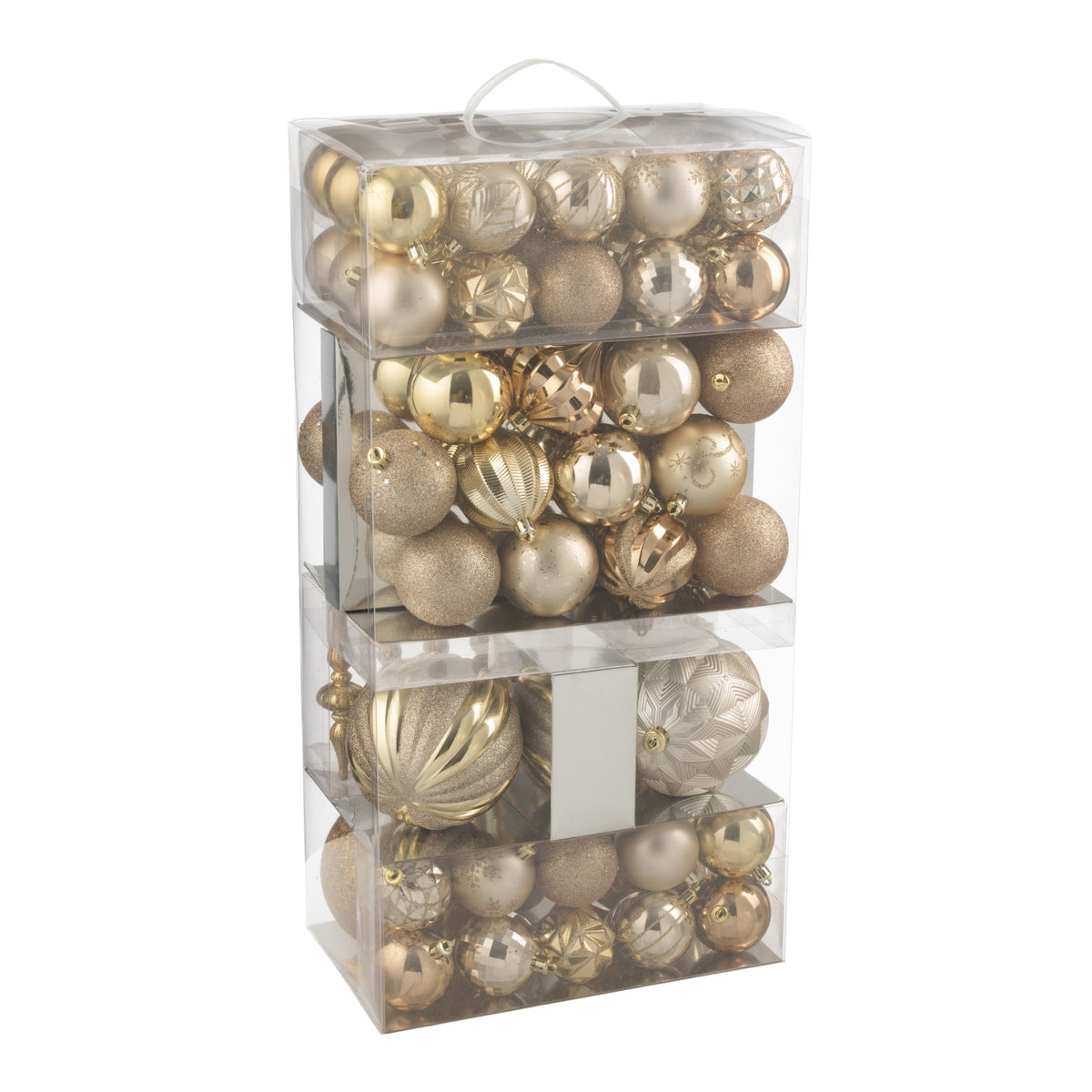 Caja de 80 bolas de Navidad de plástico beige/crudo J-Line