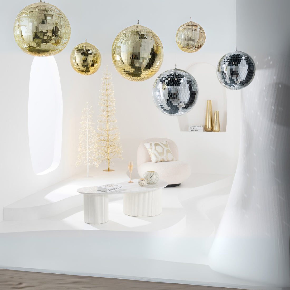 Árbol de Navidad Luces LED Blanco Cálido Metal Blanco Grande H180cm J-Line