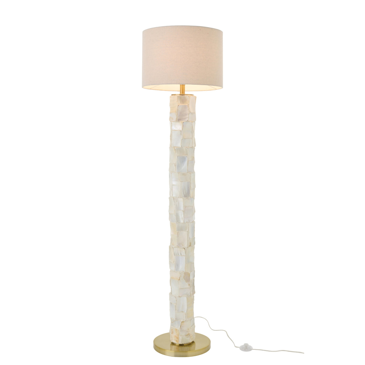 Lámpara de pie Efecto Perla Concha Blanco Roto/Beige Claro J-Line