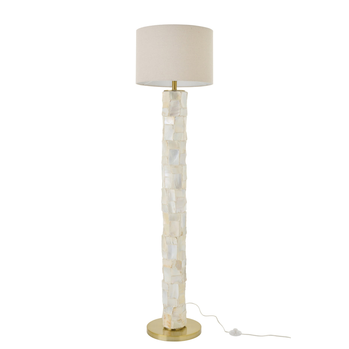 Lámpara de pie Efecto Perla Concha Blanco Roto/Beige Claro J-Line