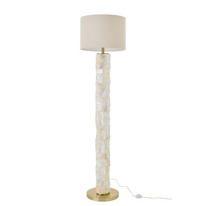 Lámpara de pie Efecto Perla Concha Blanco Roto/Beige Claro J-Line