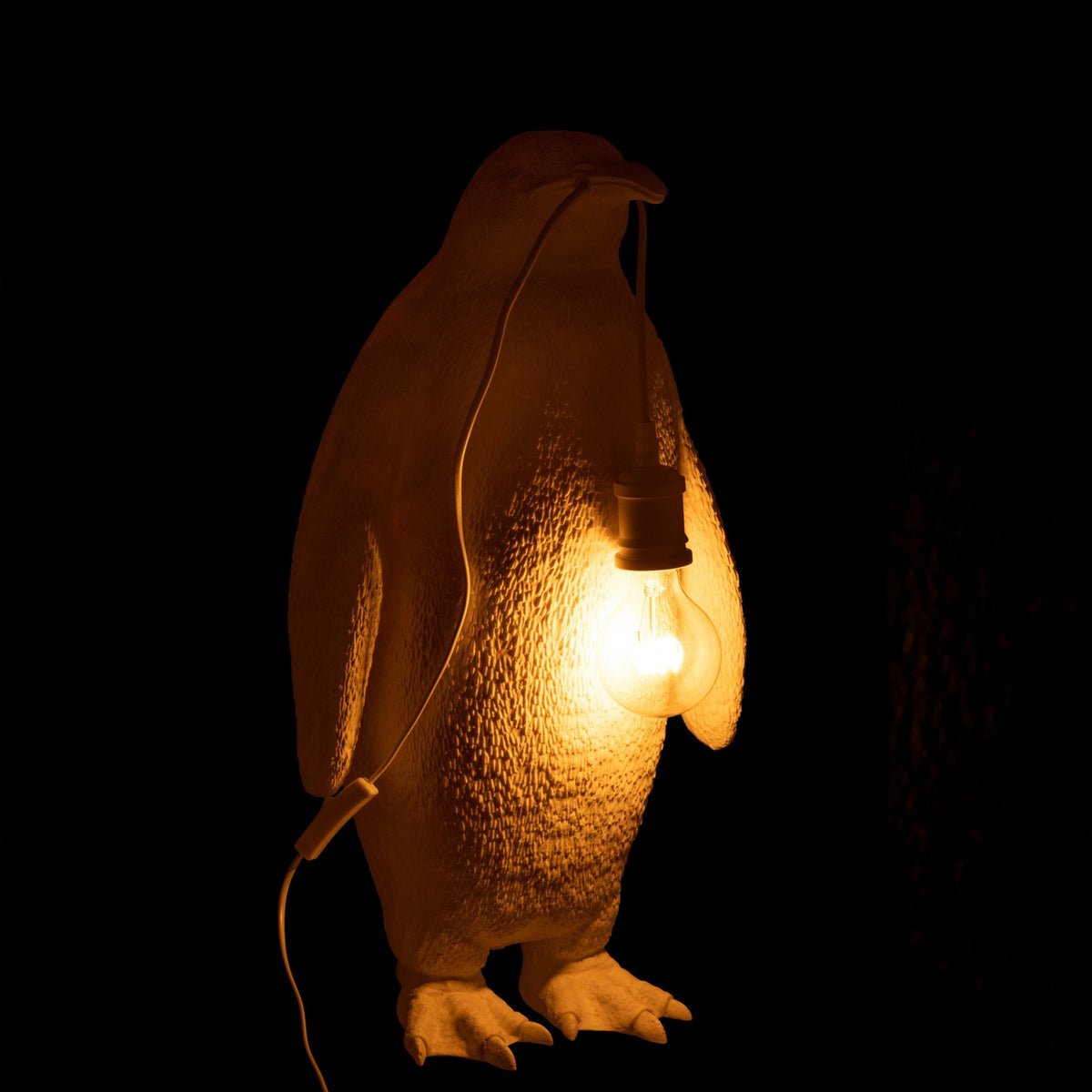 Lámpara de mesa Pingüino Resina Blanca Grande J-Line