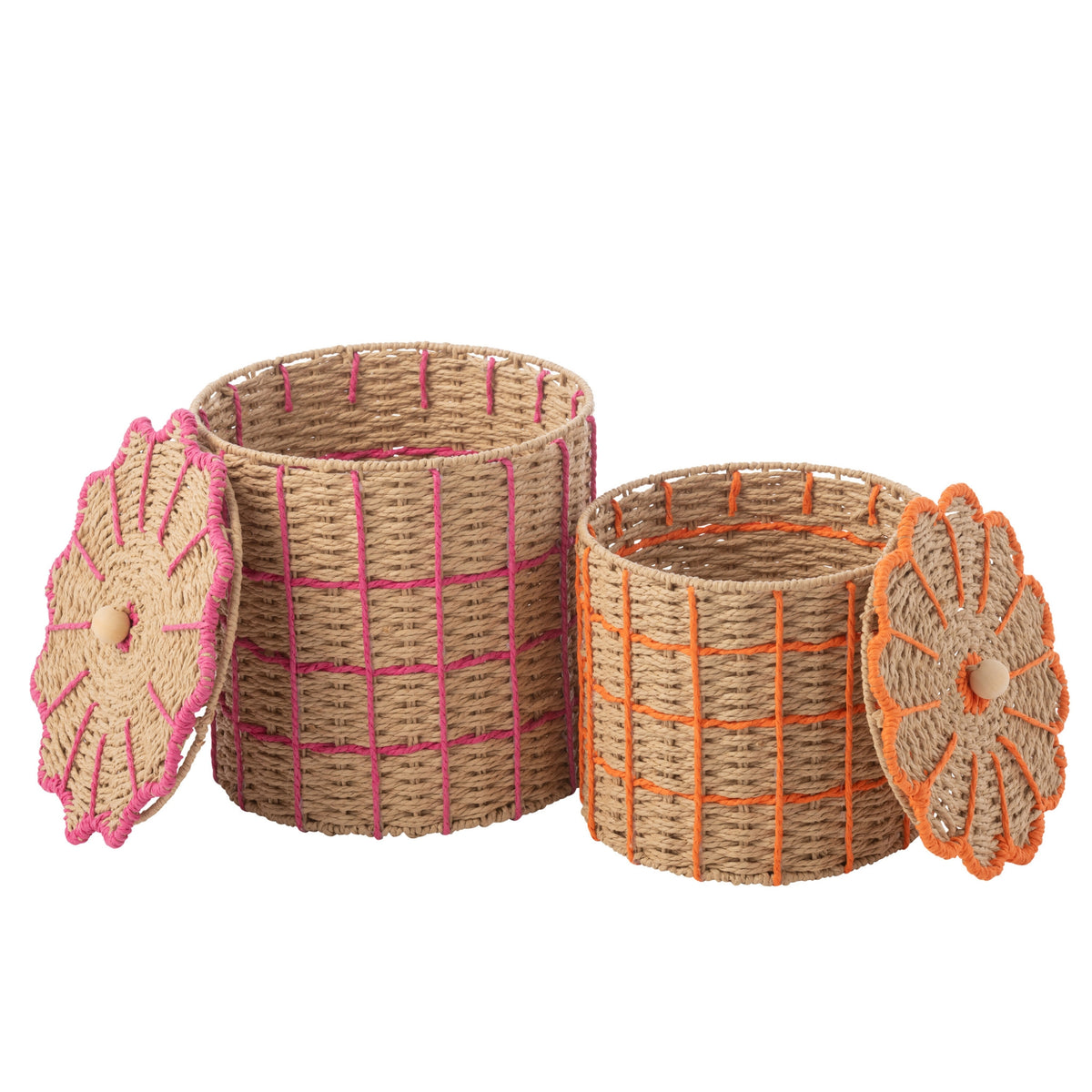 Juego de 2 cestas de papel rosa/naranja J-Line
