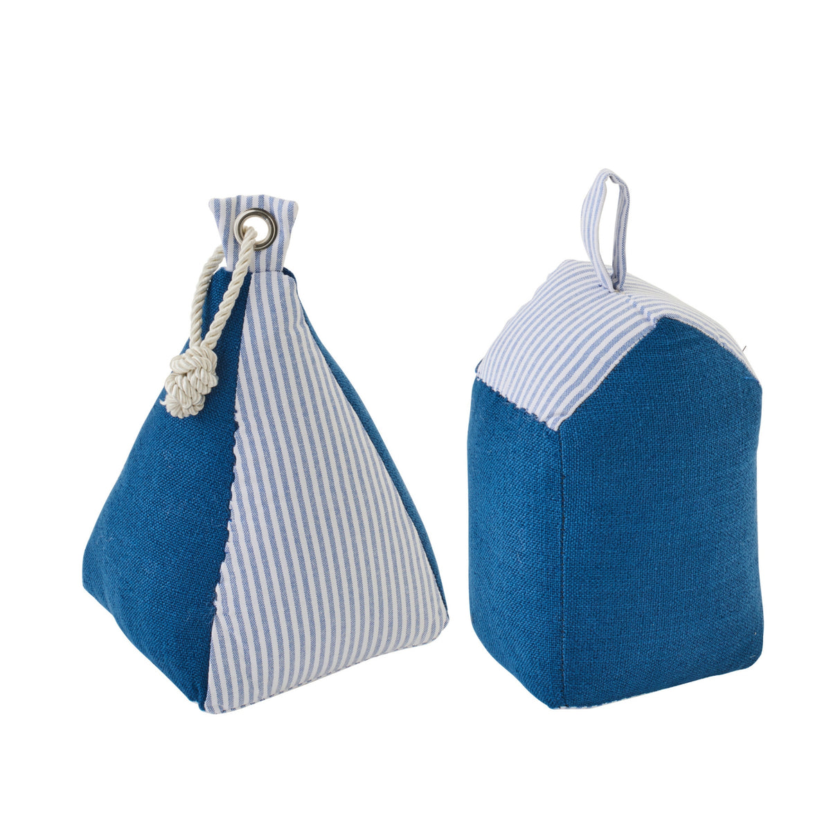 Tope de puerta Casa de playa + Ancla Poliéster a rayas Azul oscuro/Blanco Set de 2 J-Line