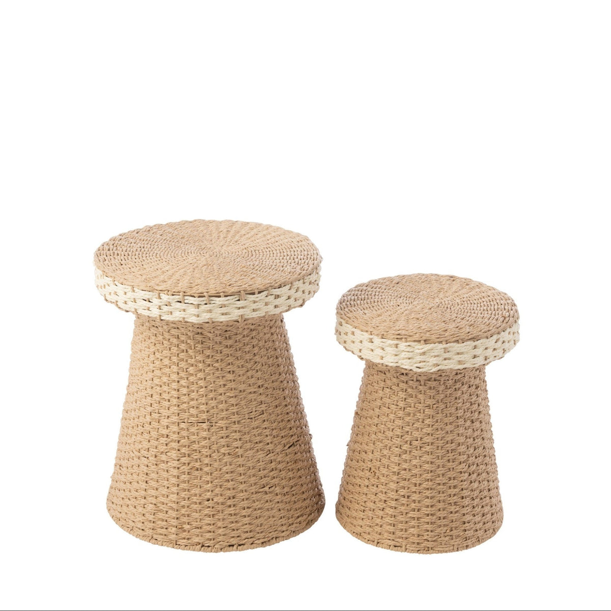 Juego de 2 mesas auxiliares Papel natural/blanco J-Line