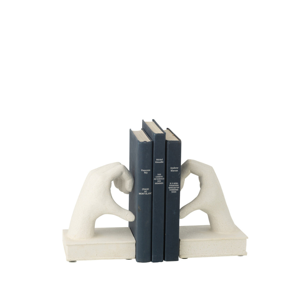 Juego de 2 soportes para libros Manos Love de polirresina blancos J-Line
