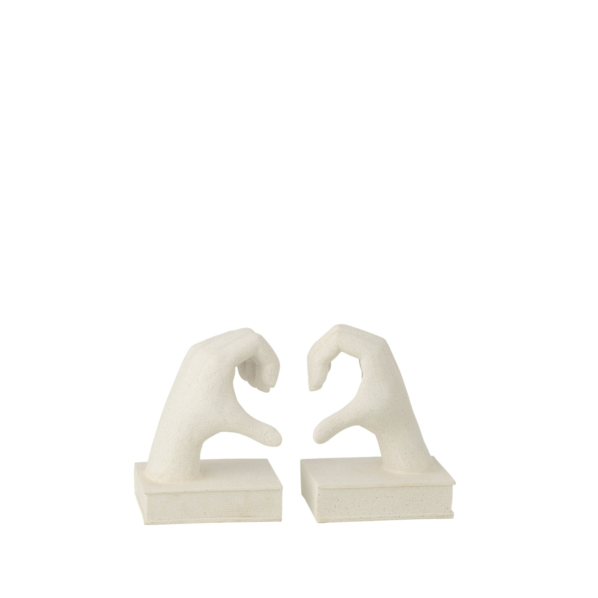 Juego de 2 soportes para libros Manos Love de polirresina blancos J-Line