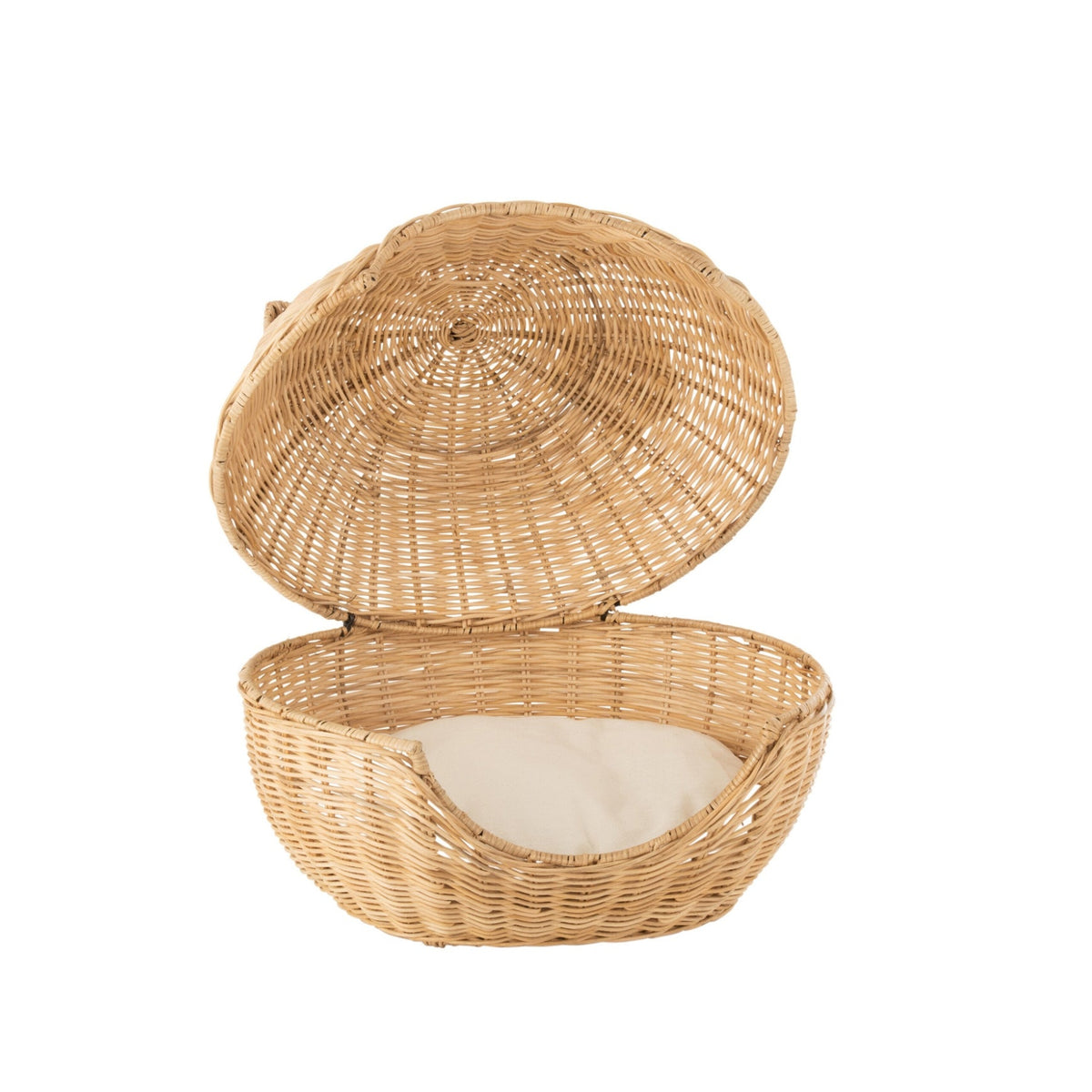 Cesta para gatos + cojín, ratán claro natural, J-Line