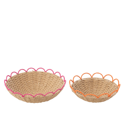 Set de 2 bandejas decorativas de papel rosa/naranja J-Line