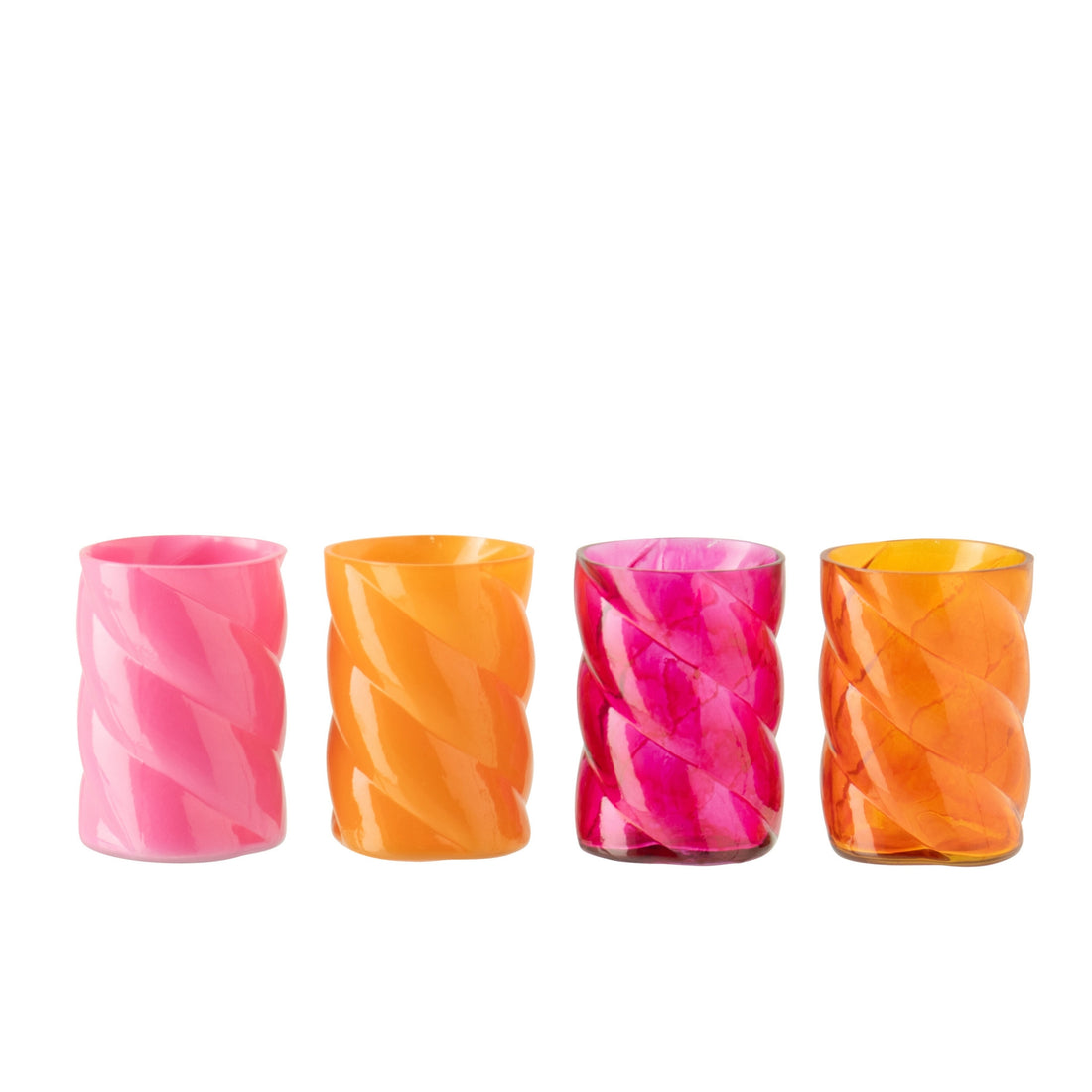 Portavelas de cristal naranja/rosa, surtido pequeño de 4 unidades, J-Line