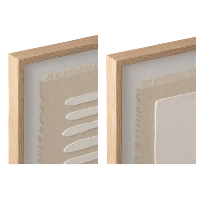 Decoración de pared Lienzo abstracto Natural/Blanco Surtido de 2 J-Line
