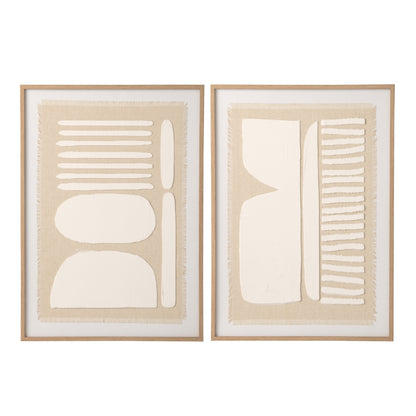 Decoración de pared Lienzo abstracto Natural/Blanco Surtido de 2 J-Line