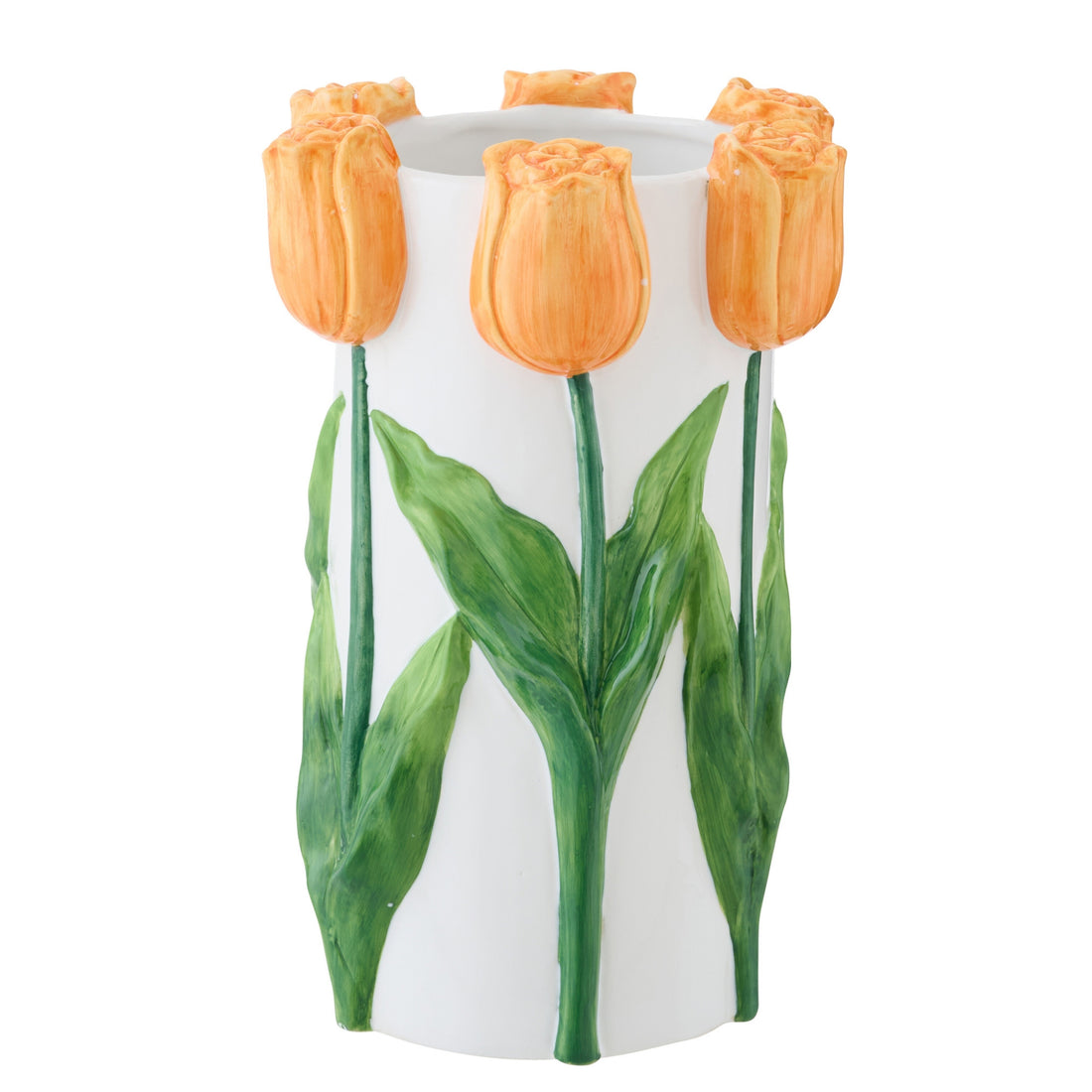 Jarrón Tulipán Cerámica Blanco/Naranja Grande J-Line