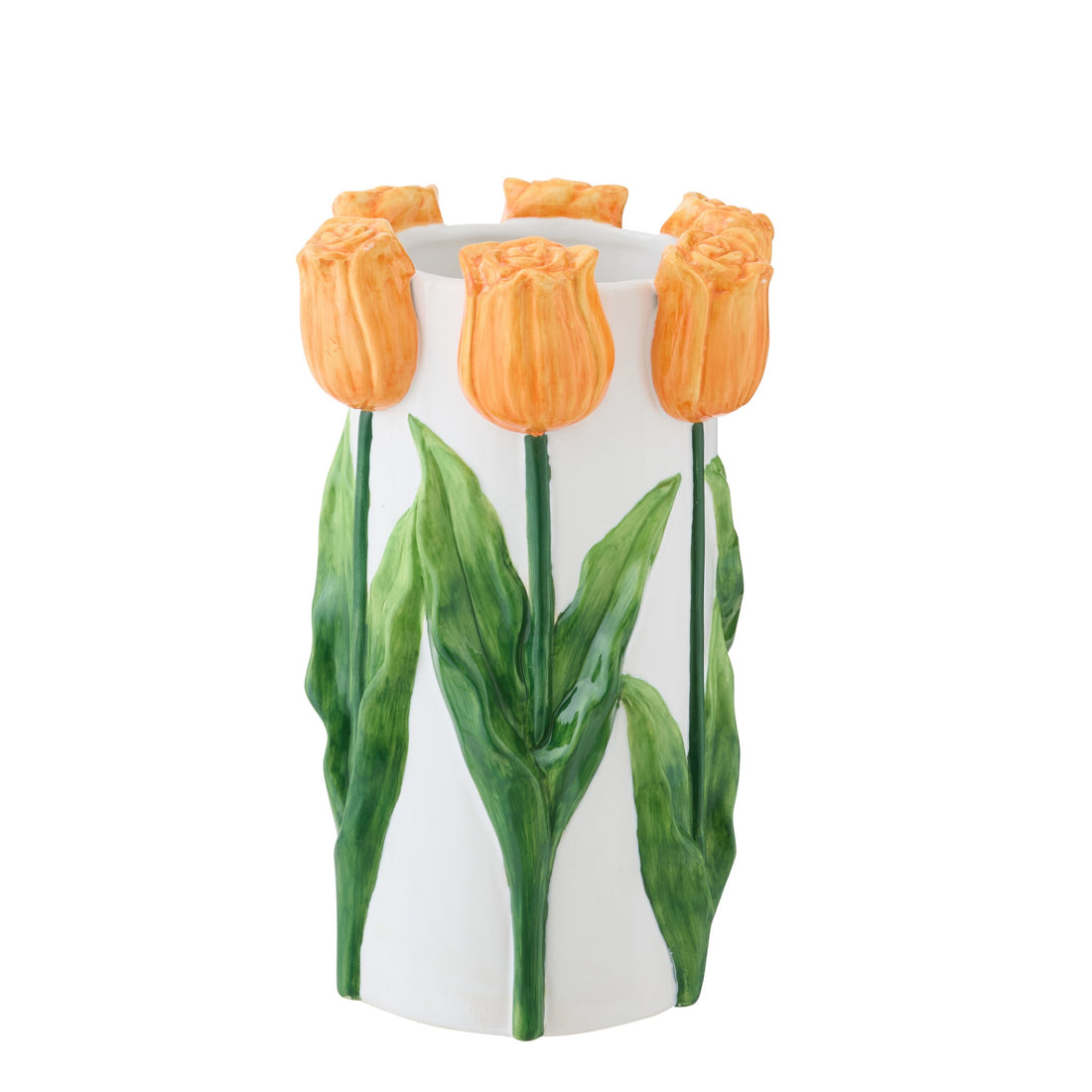 Jarrón Tulipán Cerámica Blanco/Naranja Mediano J-Line