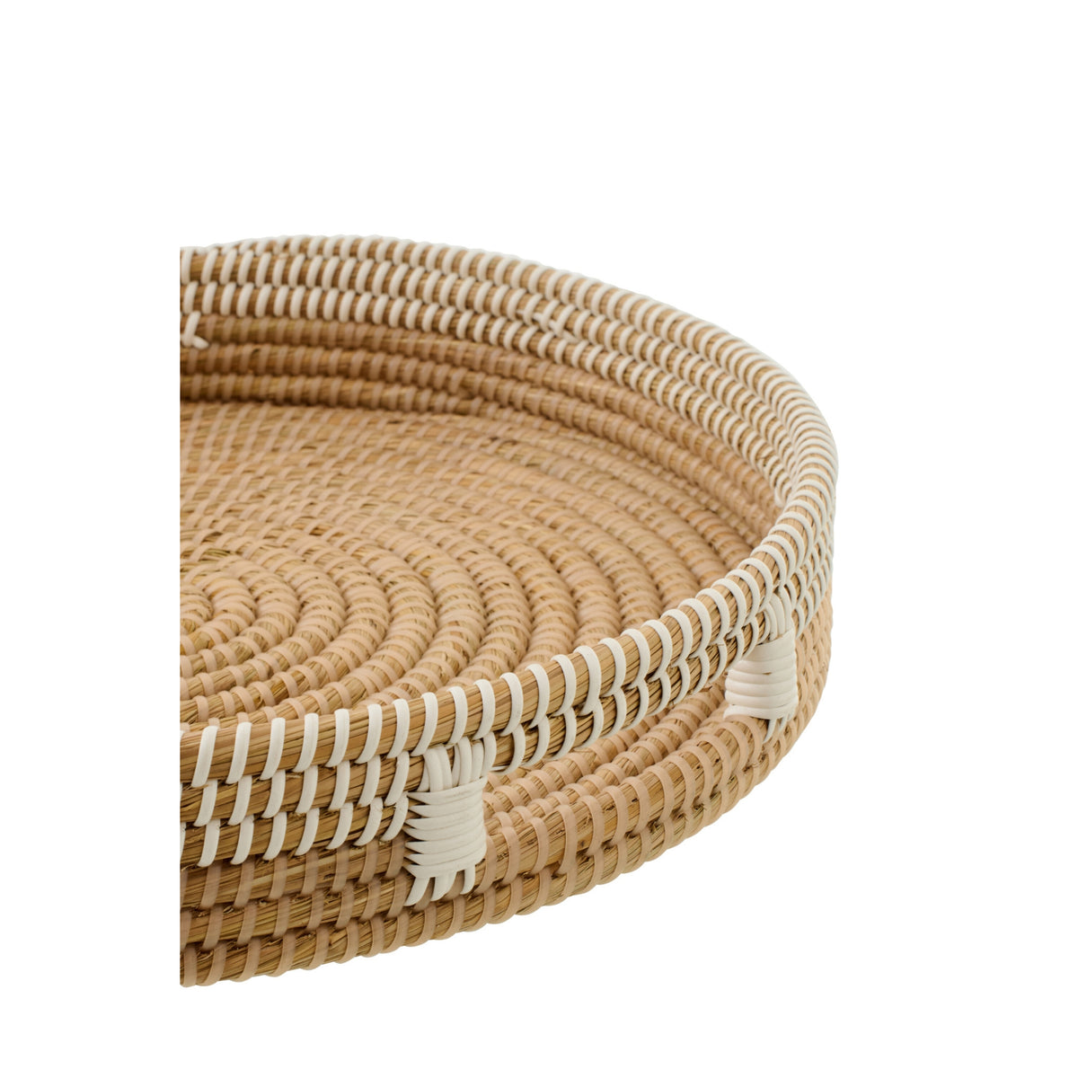 Juego de 2 bandejas decorativas de ratán natural/blanco J-Line