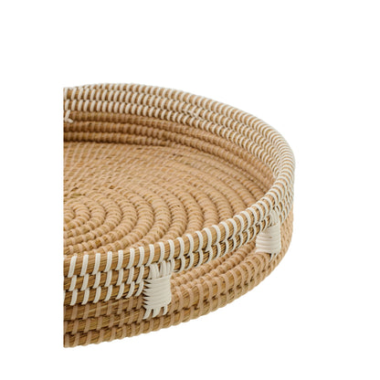 Juego de 2 bandejas decorativas de ratán natural/blanco J-Line