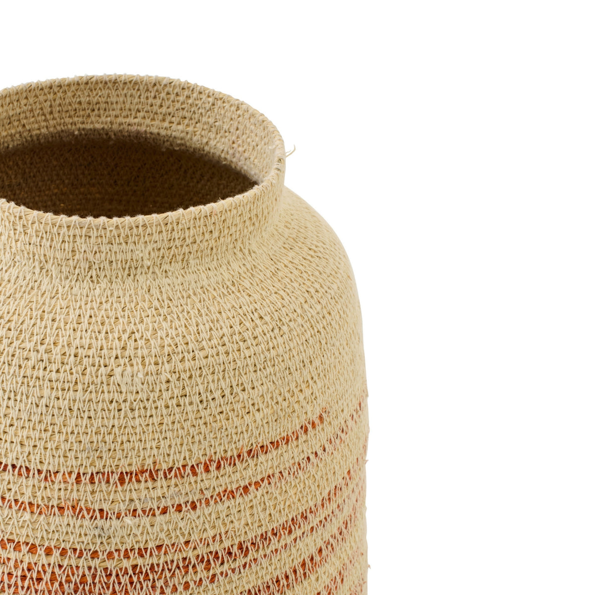 Cesta de hierba marina a rayas natural/naranja oscuro J-Line