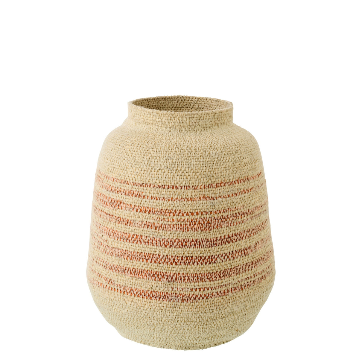 Cesta de hierba marina a rayas natural/naranja oscuro J-Line