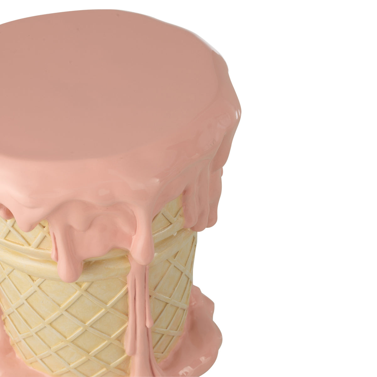 Mesa auxiliar Helado de polirresina rosa claro/beige J-Line