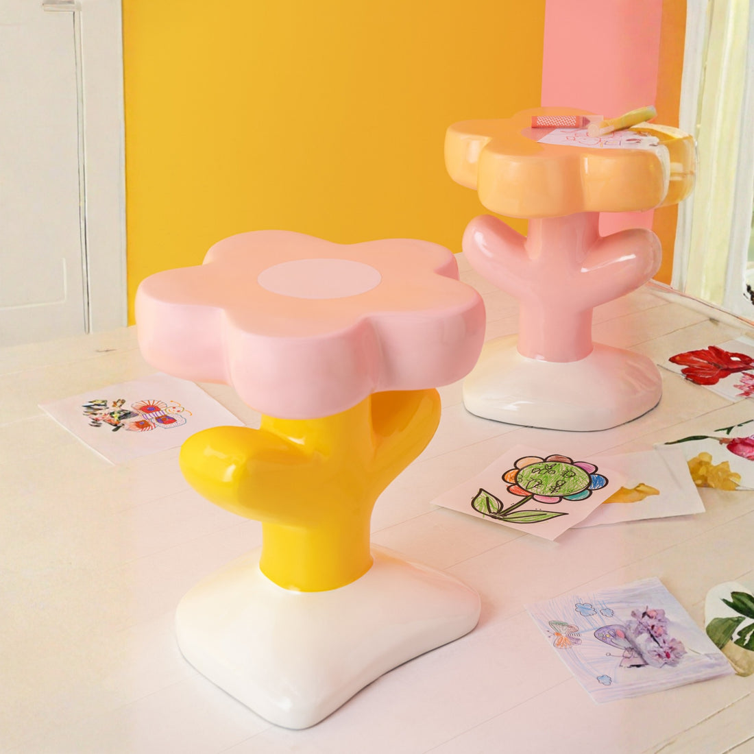 Mesa auxiliar Flor Mia Fibra de vidrio Multicolor J-Line