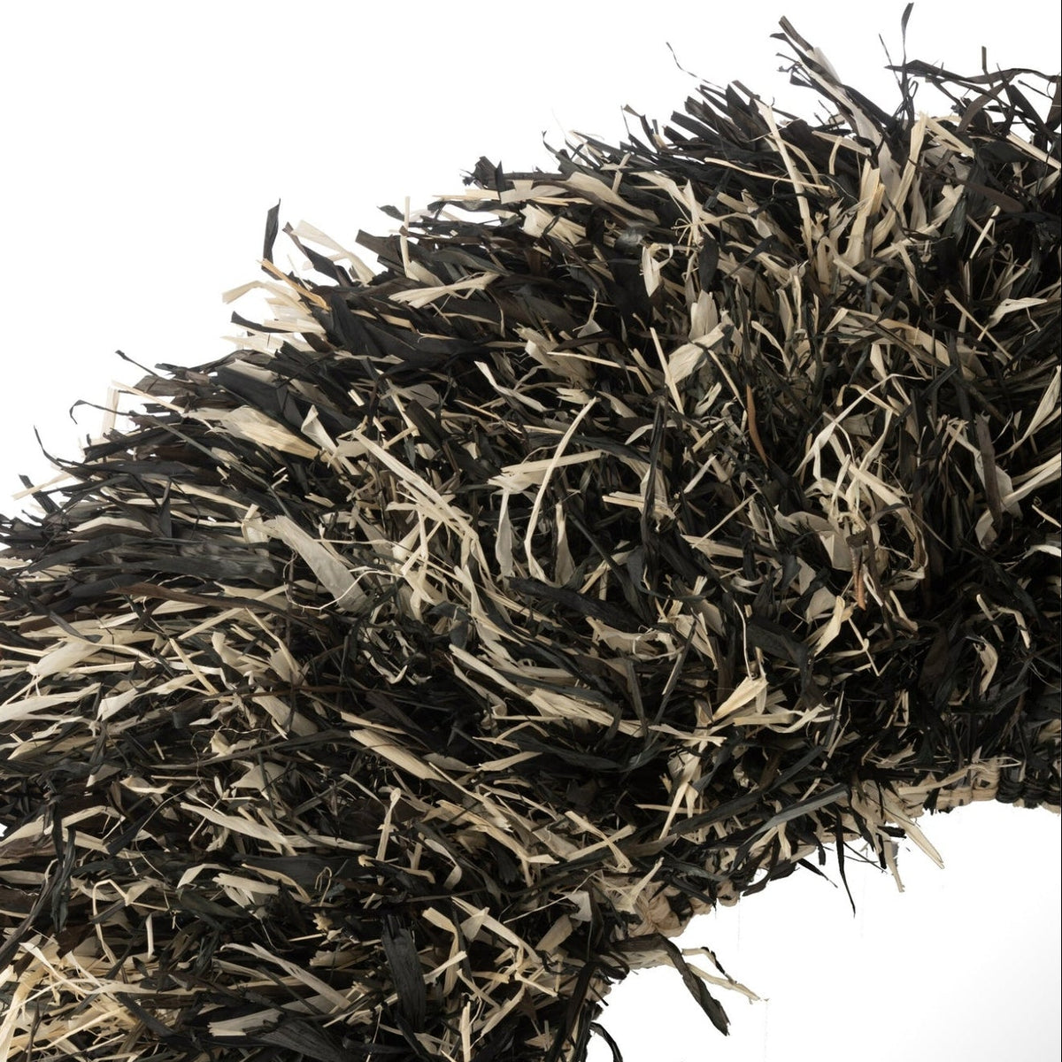 Espejo de pared redondo de sisal negro/blanco J-Line