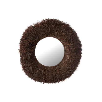 Espejo de pared redondo de sisal marrón oscuro J-Line
