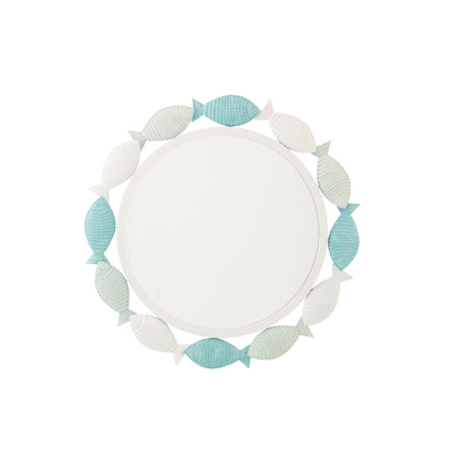 Espejo de pared Pez Hierro Azul claro/Blanco J-Line