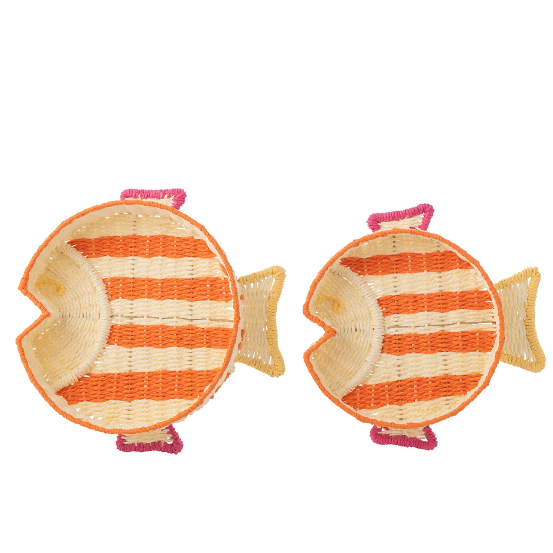 Set de 2 bandejas decorativas de papel a rayas con peces, multicolor, J-Line