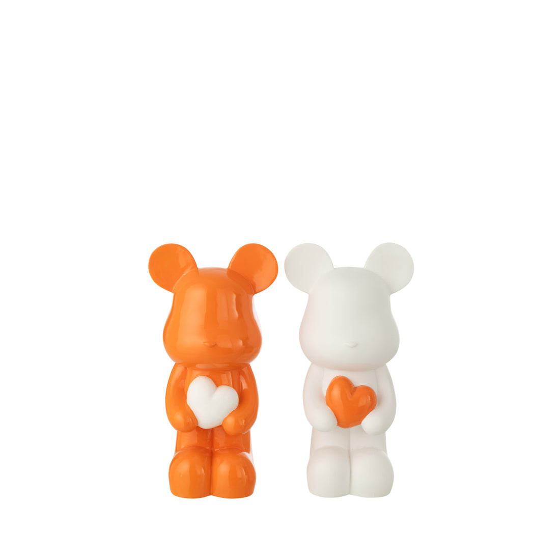 Oso Corazón Polirresina Blanco/Naranja Oscuro Surtido Pequeño De J-Line