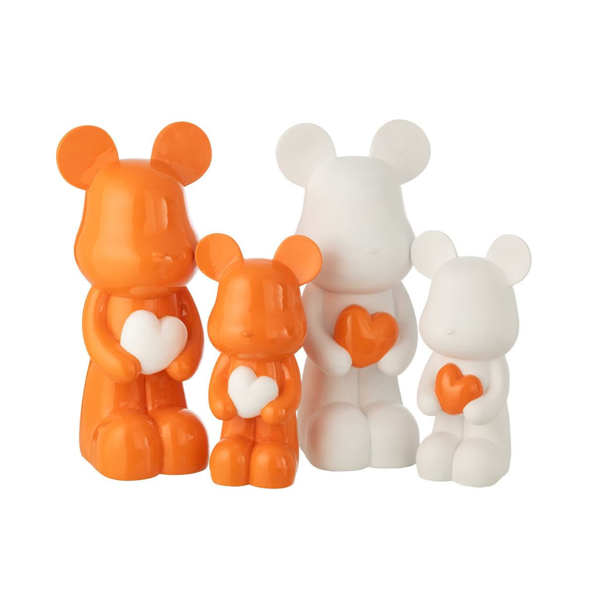 Oso Corazón Polirresina Blanco/Naranja Oscuro Gran Surtido De J-Line