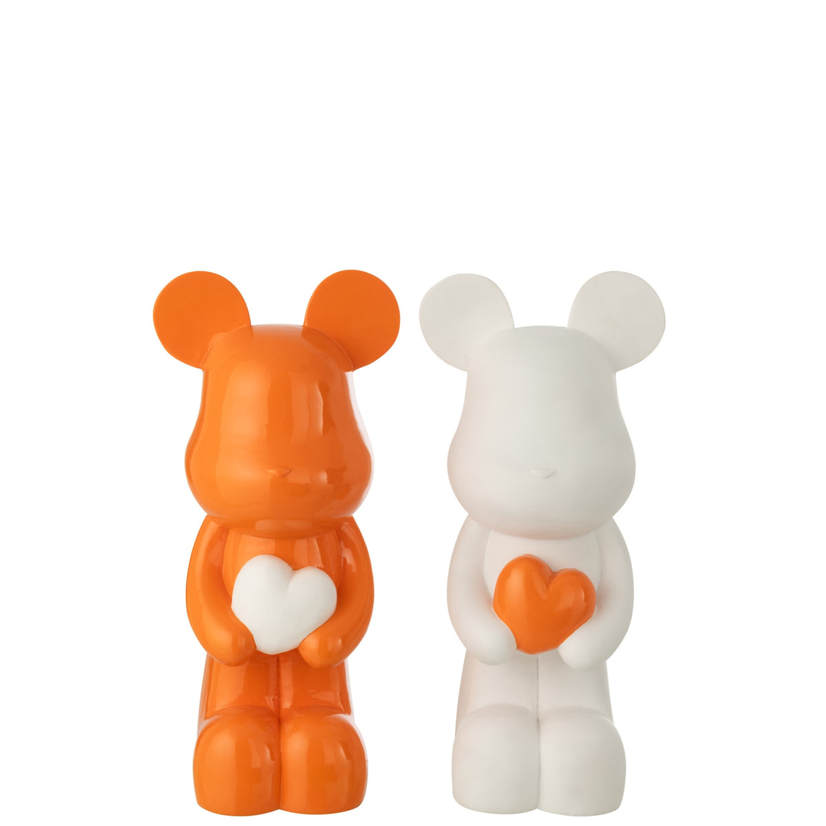Oso Corazón Polirresina Blanco/Naranja Oscuro Gran Surtido De J-Line