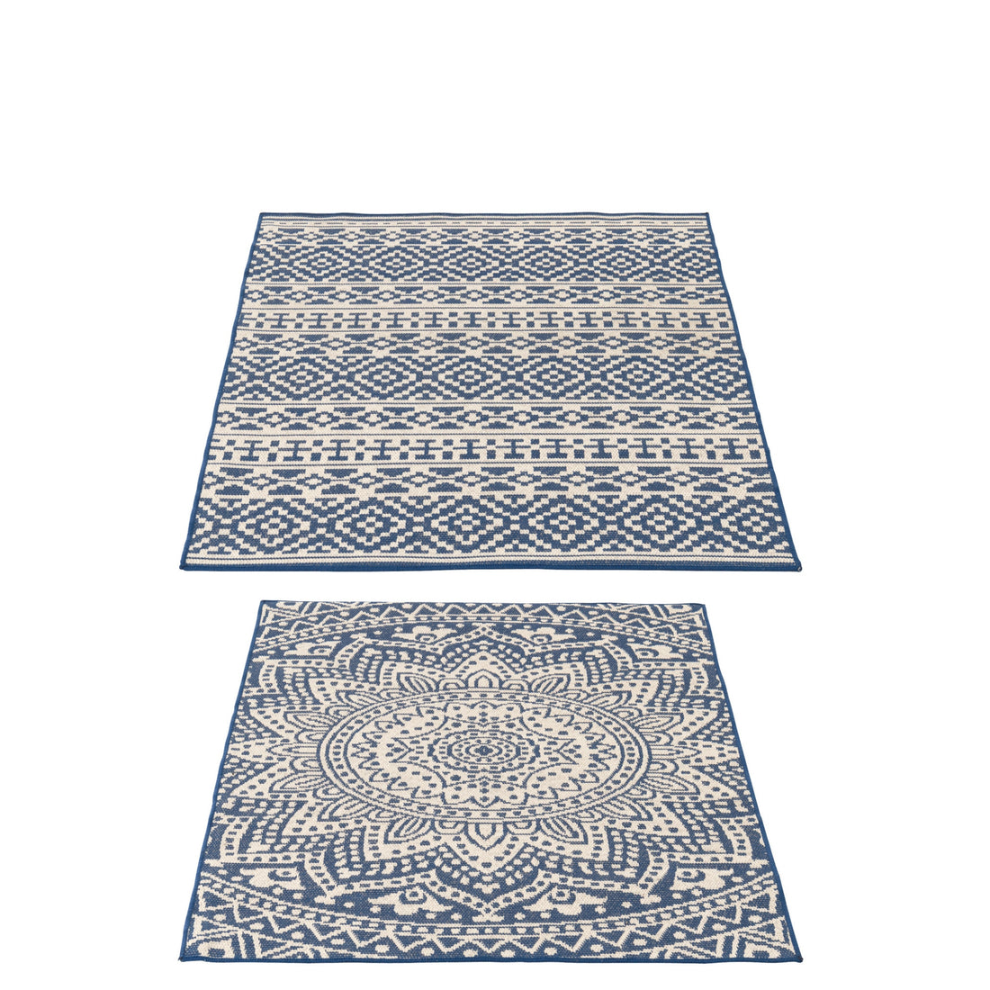 Alfombra de exterior Mosaico Polipropileno Azul oscuro/Blanco surtido de J-Line