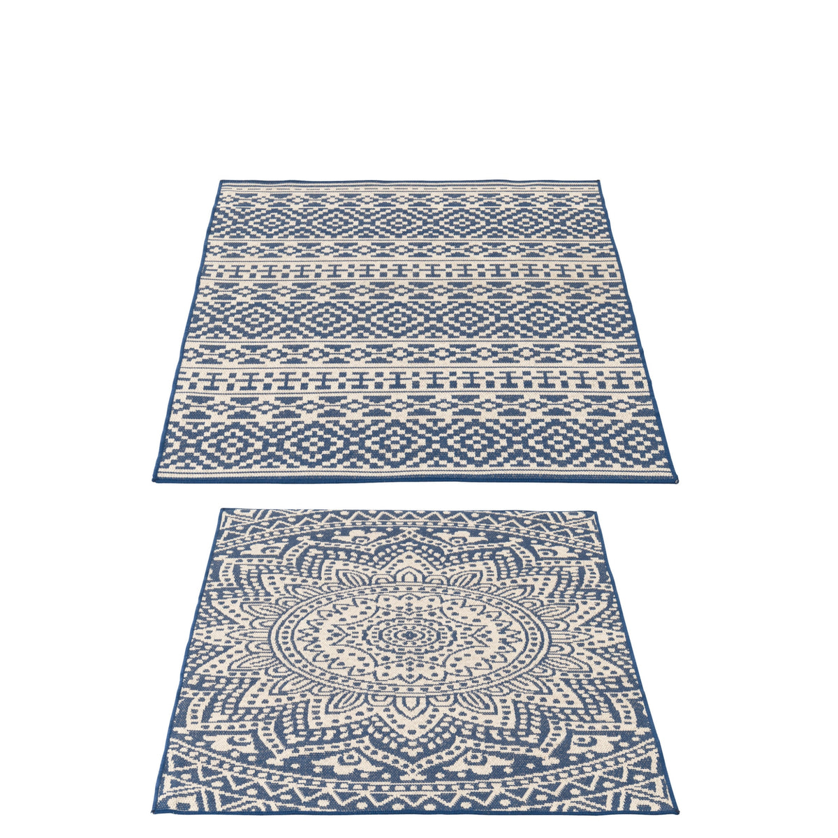 Alfombra de exterior Mosaico Polipropileno Azul oscuro/Blanco surtido de J-Line