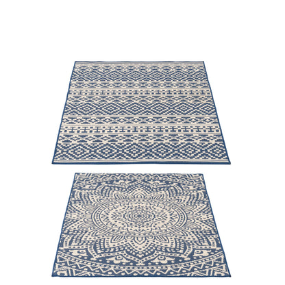 Alfombra de exterior Mosaico Polipropileno Azul oscuro/Blanco surtido de J-Line