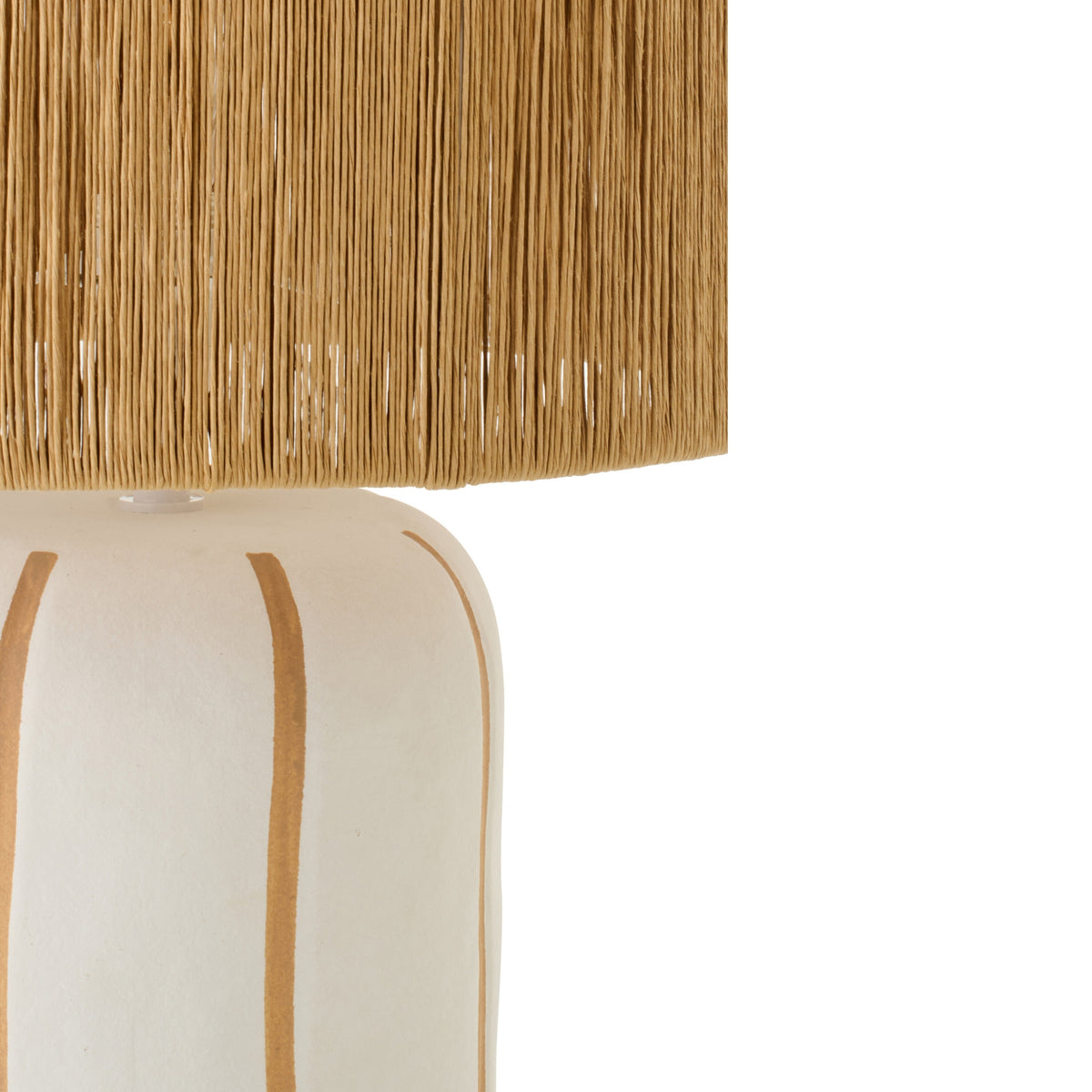 Lámpara de mesa de cerámica a rayas natural/blanco, grande, J-Line
