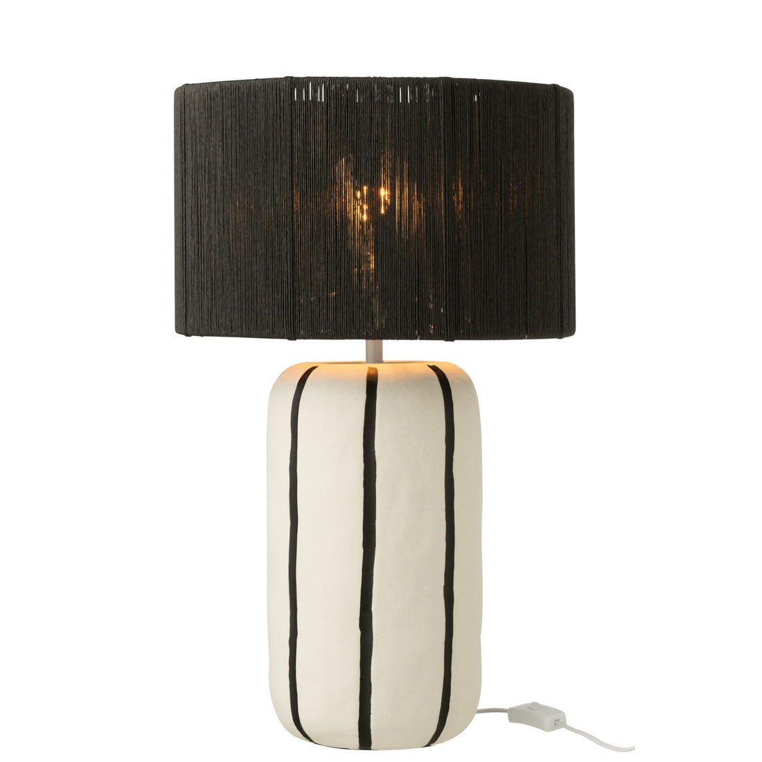 Lámpara de mesa de cerámica a rayas negra/blanca J-Line