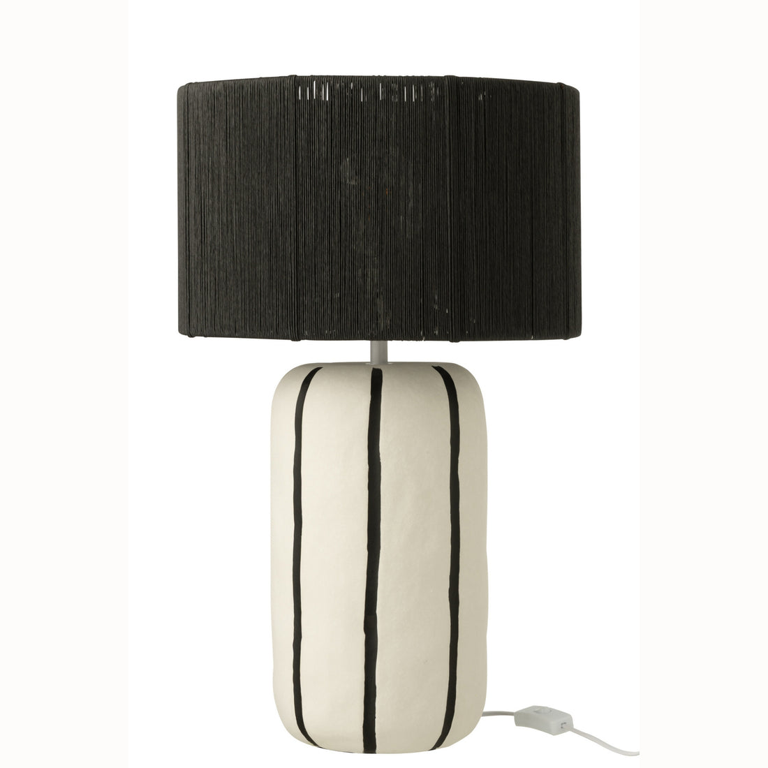 Lámpara de mesa de cerámica a rayas negra/blanca J-Line