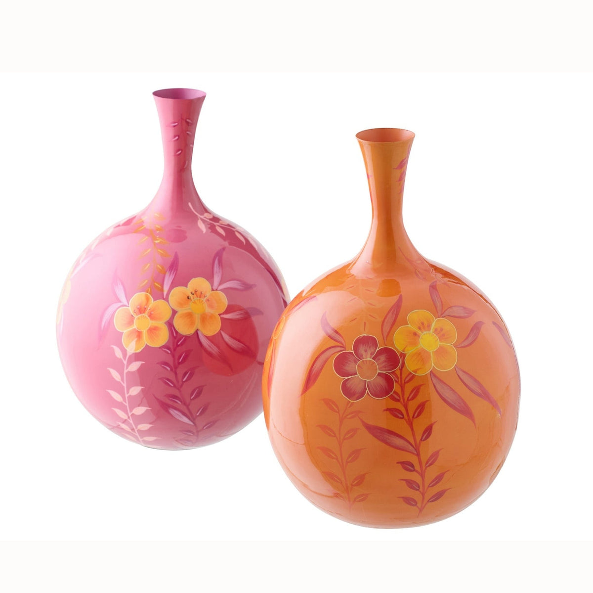 J-Line Florero de Metal Rosa/Naranja Surtido de 2