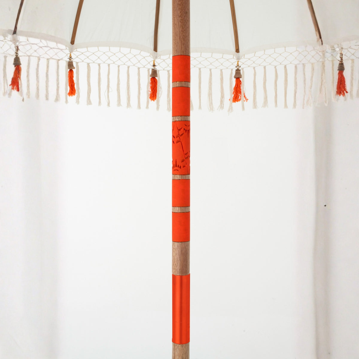 Sombrilla Flavie Madera/Algodón Crudo/Naranja J-Line