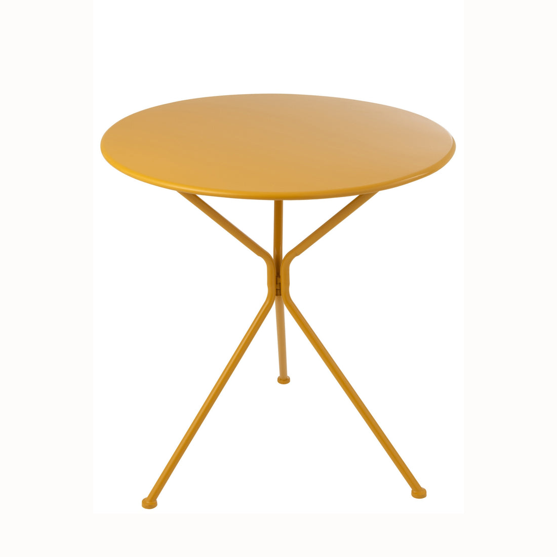 Mesa de jardín Trípode Redonda Metal Amarillo Ocre Grande J-Line