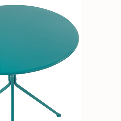 Mesa de jardín Trípode Redonda Metal Turquesa Grande J-Line