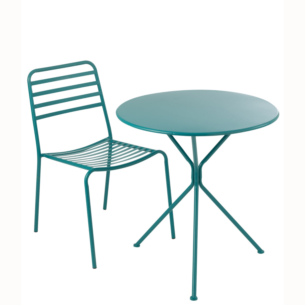 Mesa de jardín Trípode Redonda Metal Turquesa Grande J-Line