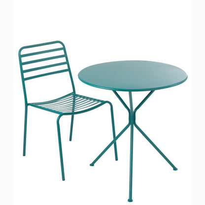 Mesa de jardín Trípode Redonda Metal Turquesa Grande J-Line
