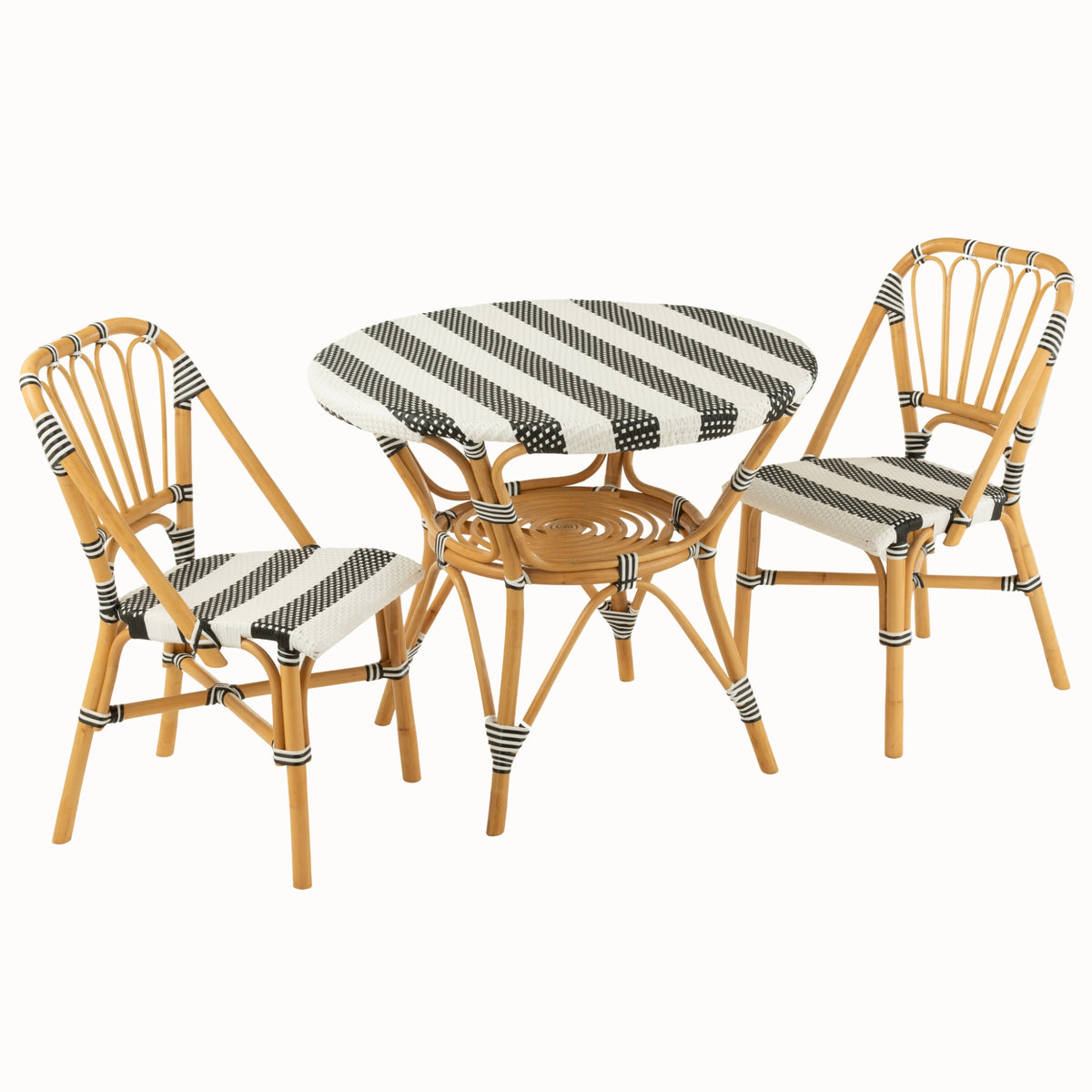 Mesa de comedor de ratán negro/blanco J-Line