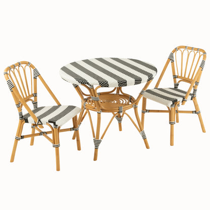 Mesa de comedor de ratán negro/blanco J-Line