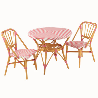 Mesa de comedor de ratán rosa/blanco J-Line