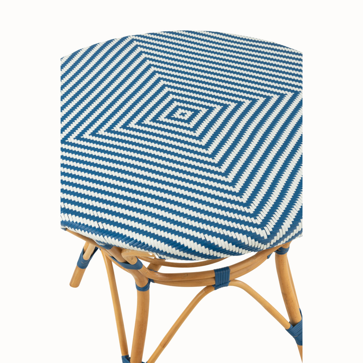 Mesa de comedor de ratán azul/blanco J-Line