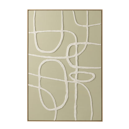 Cuadro abstracto acrílico blanco/verde claro J-Line