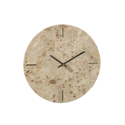 Reloj de pared redondo de mármol beige/negro J-Line